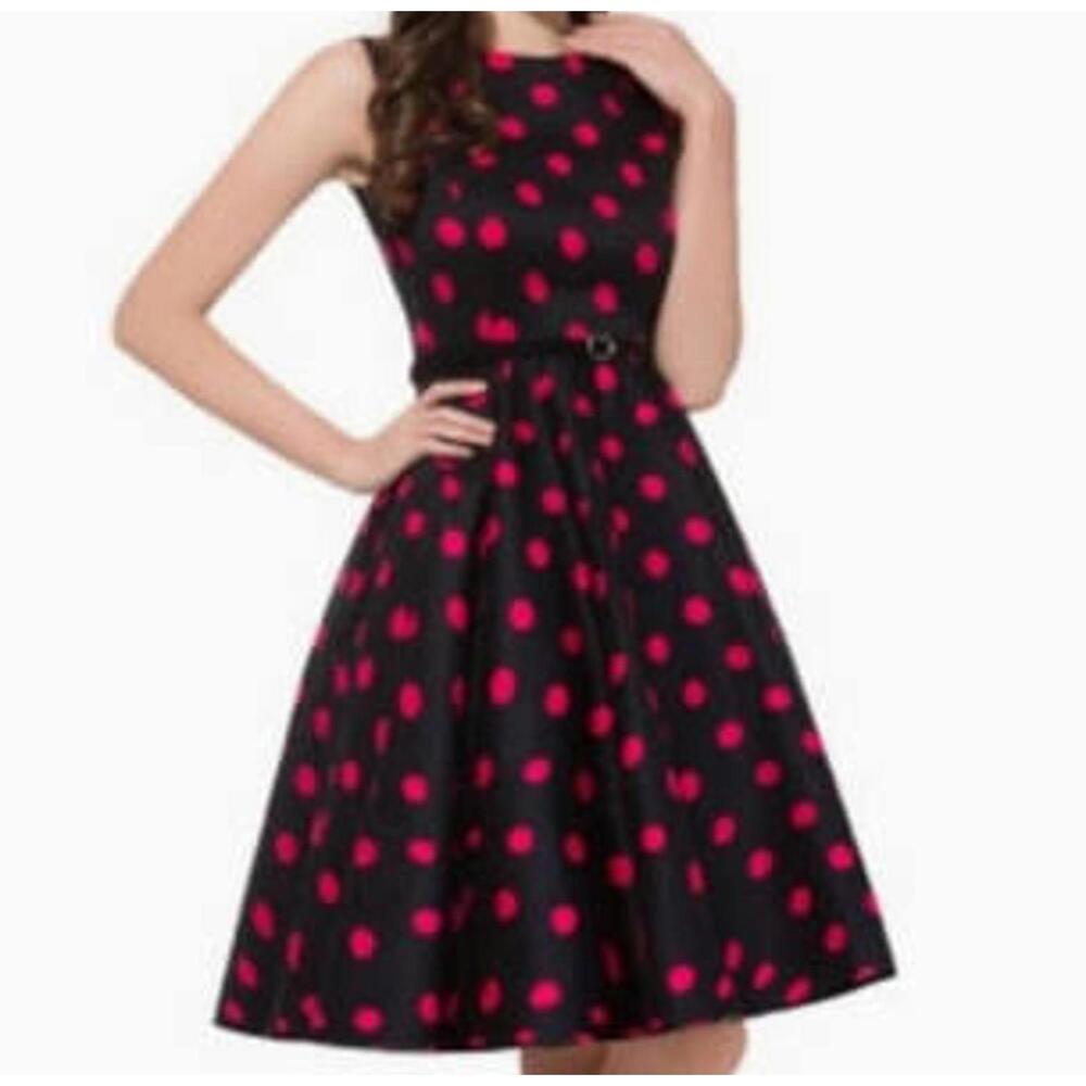 NWT Grace Karin Polka Dot Rockabilly Retro Dress Boatneck M